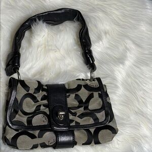 Coach Signature Black and Gray Shoulder Bag